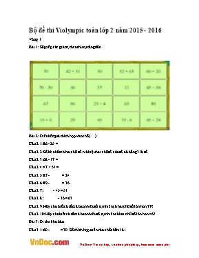 Bộ đề thi Violympic môn Toán lớp 2 - Năm học 2015-2016